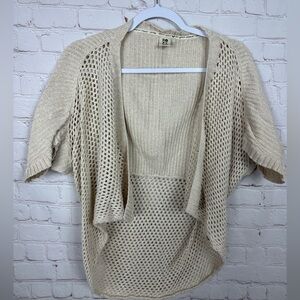 Roxy Open Knit Sweater Short Sleeve Cardigan Beach Casual Sz M Festival Boho